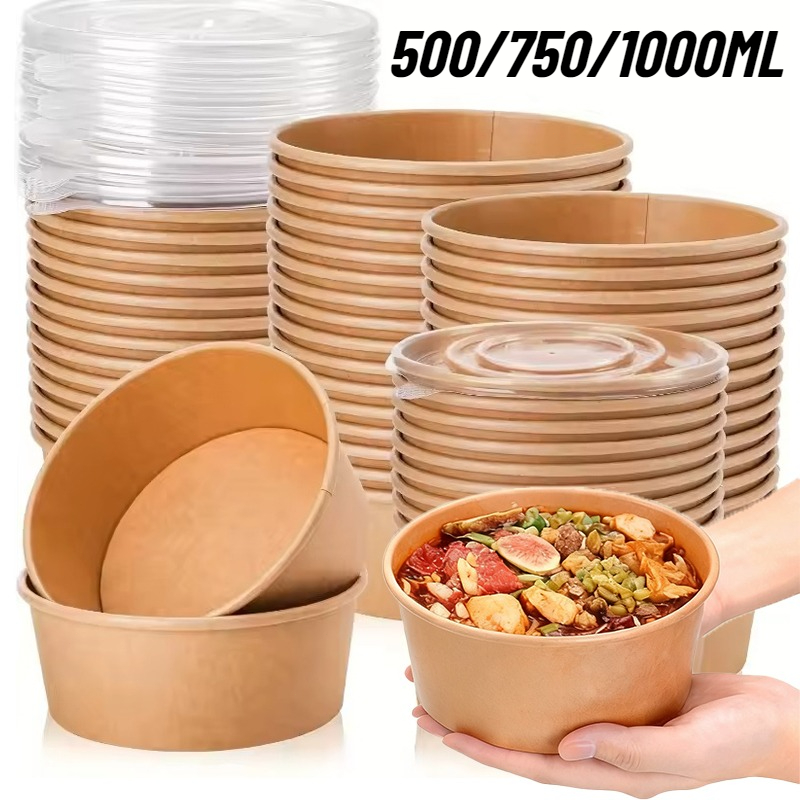 Meal Prep Plan - 10/20PCS Kraft Paper Round Bowls Disposable