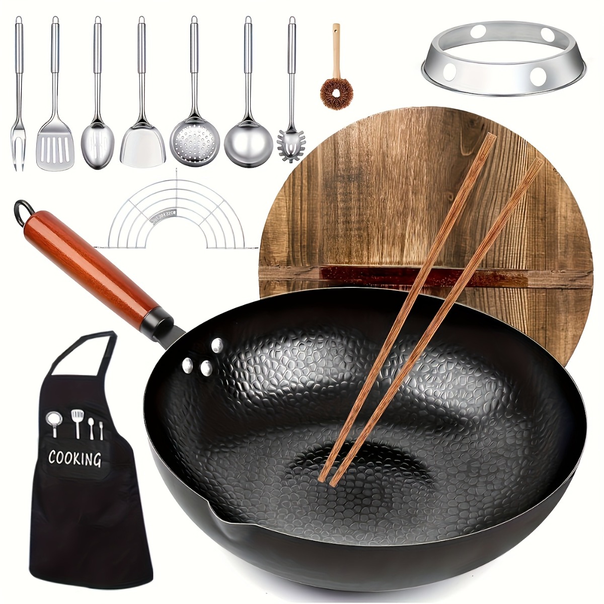 Meal Prep Rice - 12.6 Inch Cast Iron Wok Set