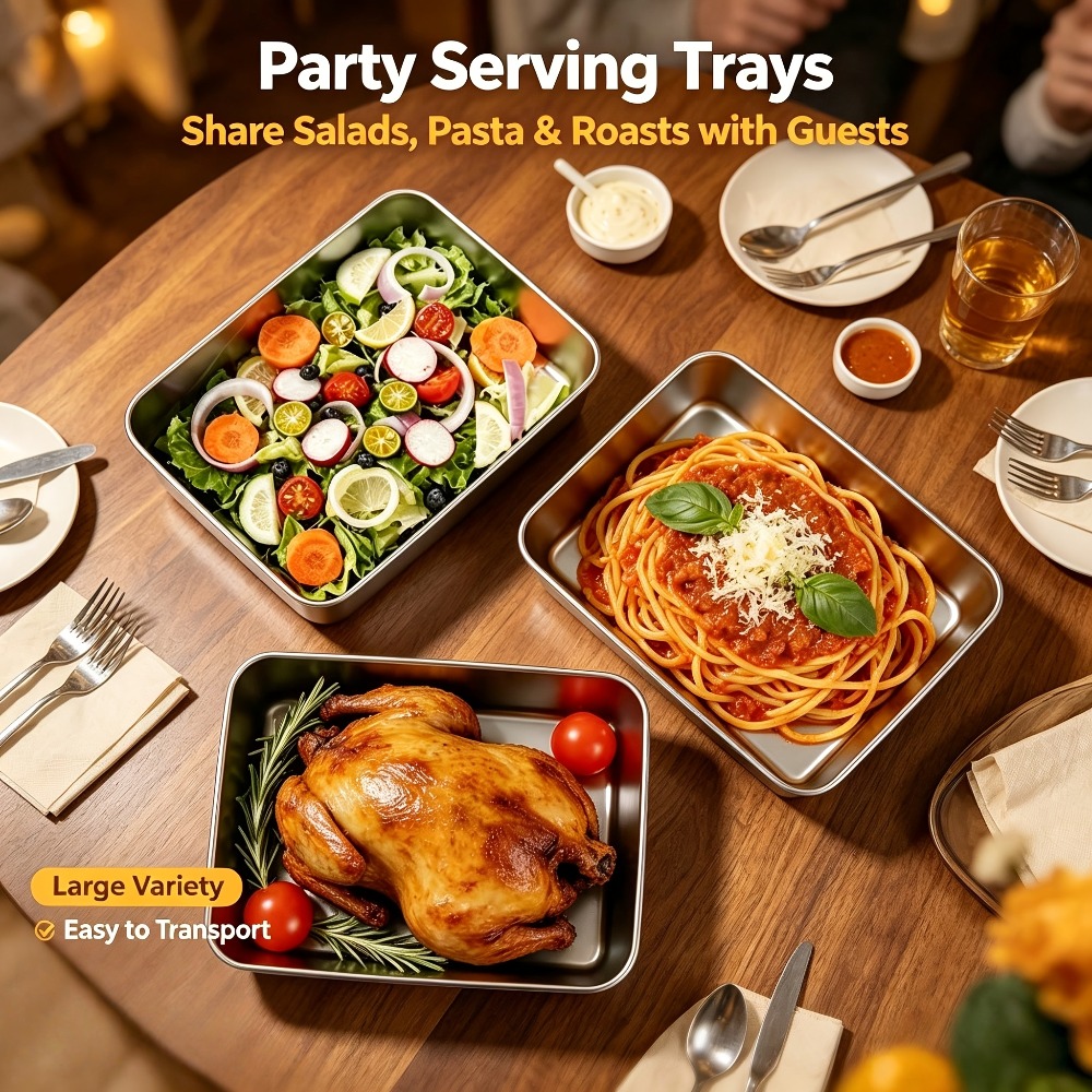 Meal Prep Menu - 6pcs Stainless Steel Food Storage Tray