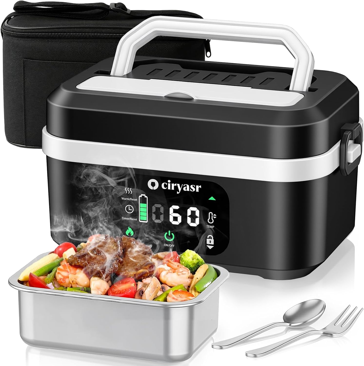 Stainless Bento Box - Powerful Electric Lunch Box, 1.35L 20000mAh