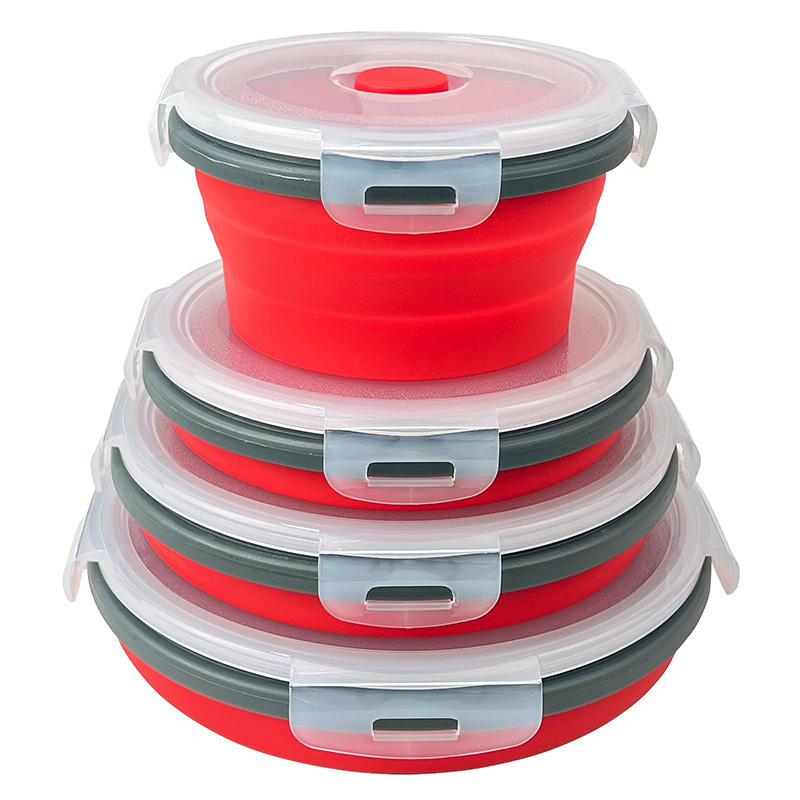 Meal Prep Chia Pudding - Collapsible Food Storage Containers Round with