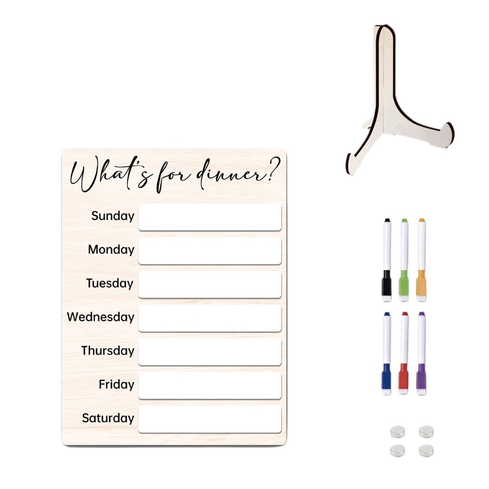Meal Prep Plan - Multifunctional Magnetic Fridge Meal Planner Wood