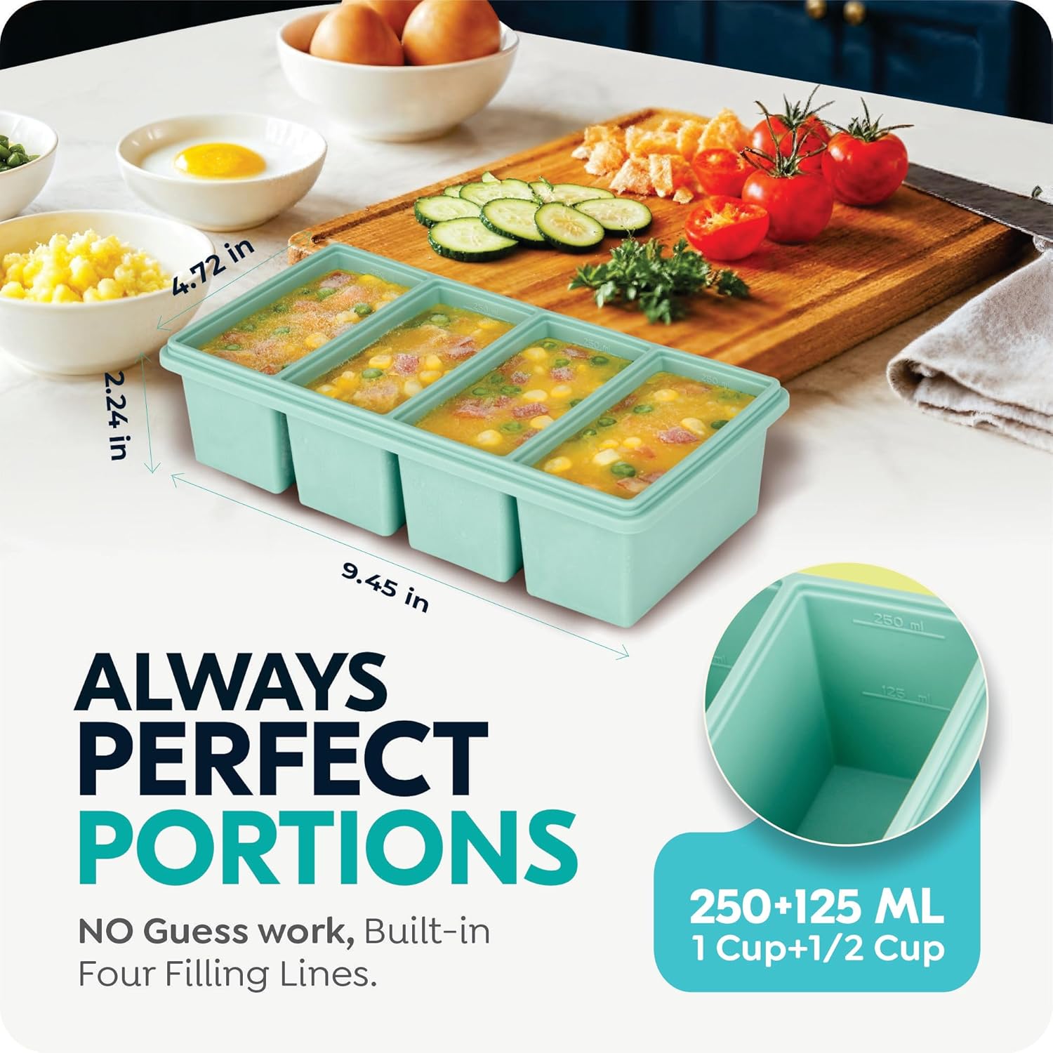 1000ML Silicone Freezer Tray w - Meal Prep Menu ulasan dan harga
