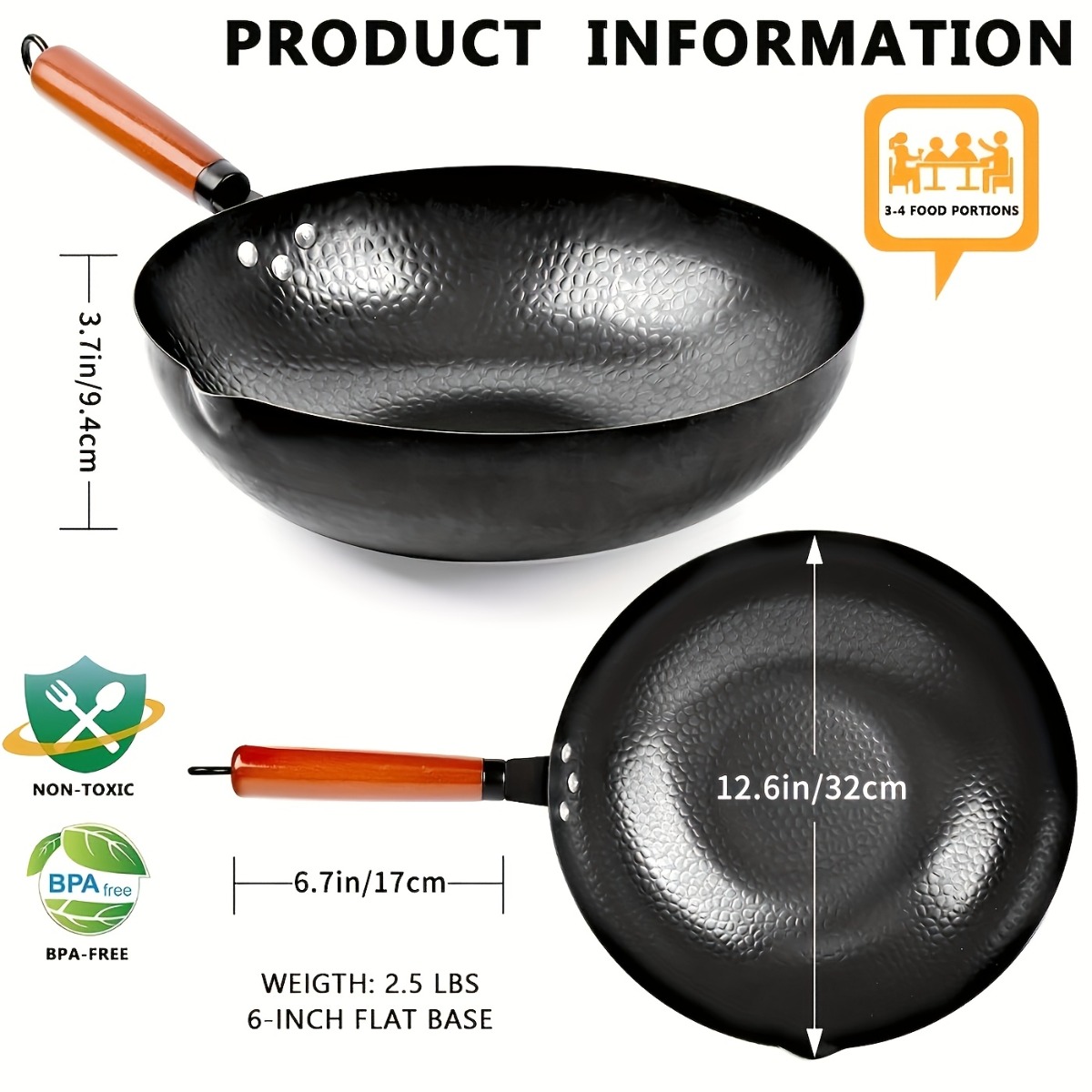 12.6 Inch Cast Iron Wok Set No - Meal Prep Rice ulasan dan harga