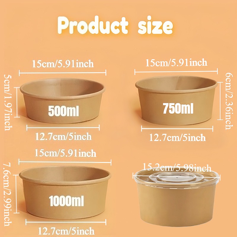 Kraft Paper Round Bowls Dispos - Meal Prep Plan ulasan dan harga