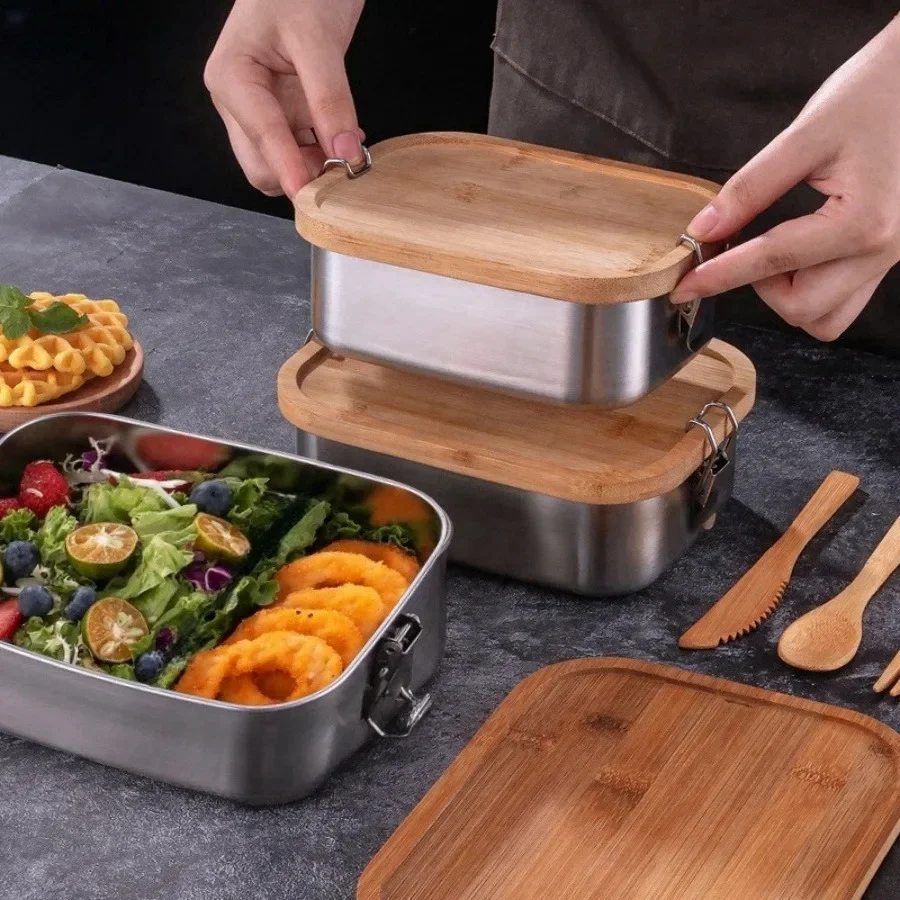 New 304 Stainless Steel Bamboo - Stainless Bento Box ulasan dan harga