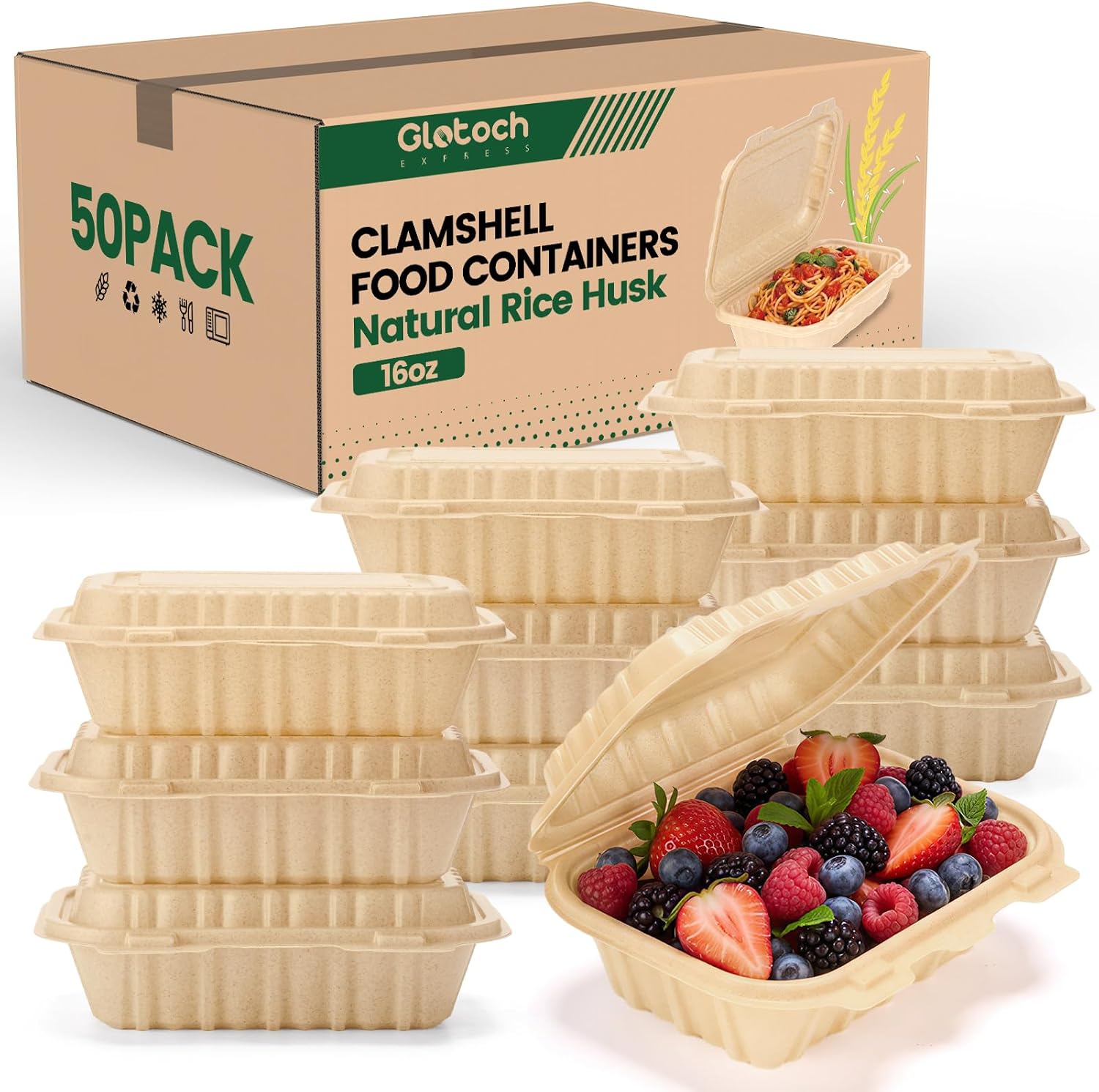 50 Pack 16oz Clamshell Take Ou - Meal Prep Rice ulasan dan harga