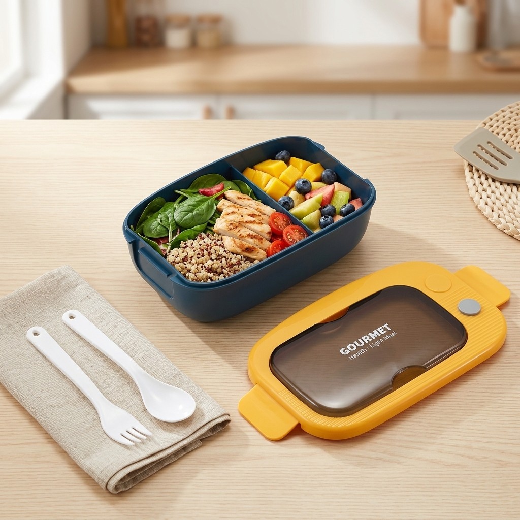 Plastic Bento Lunch Box 2 Comp - Meal Prep Meal Ideas ulasan dan harga