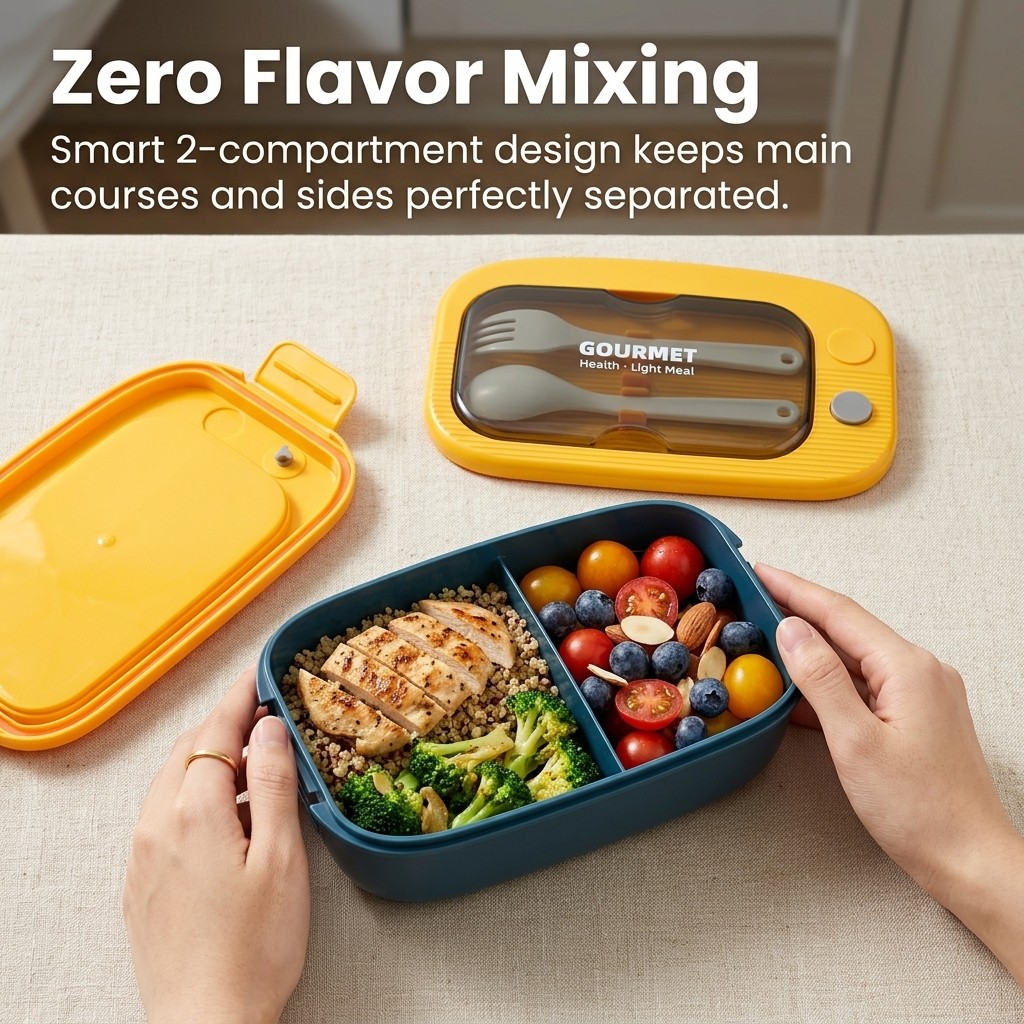 Plastic Bento Lunch Box 2 Comp - Meal Prep Meal Ideas ulasan dan harga